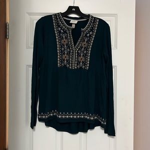 Green peasant top